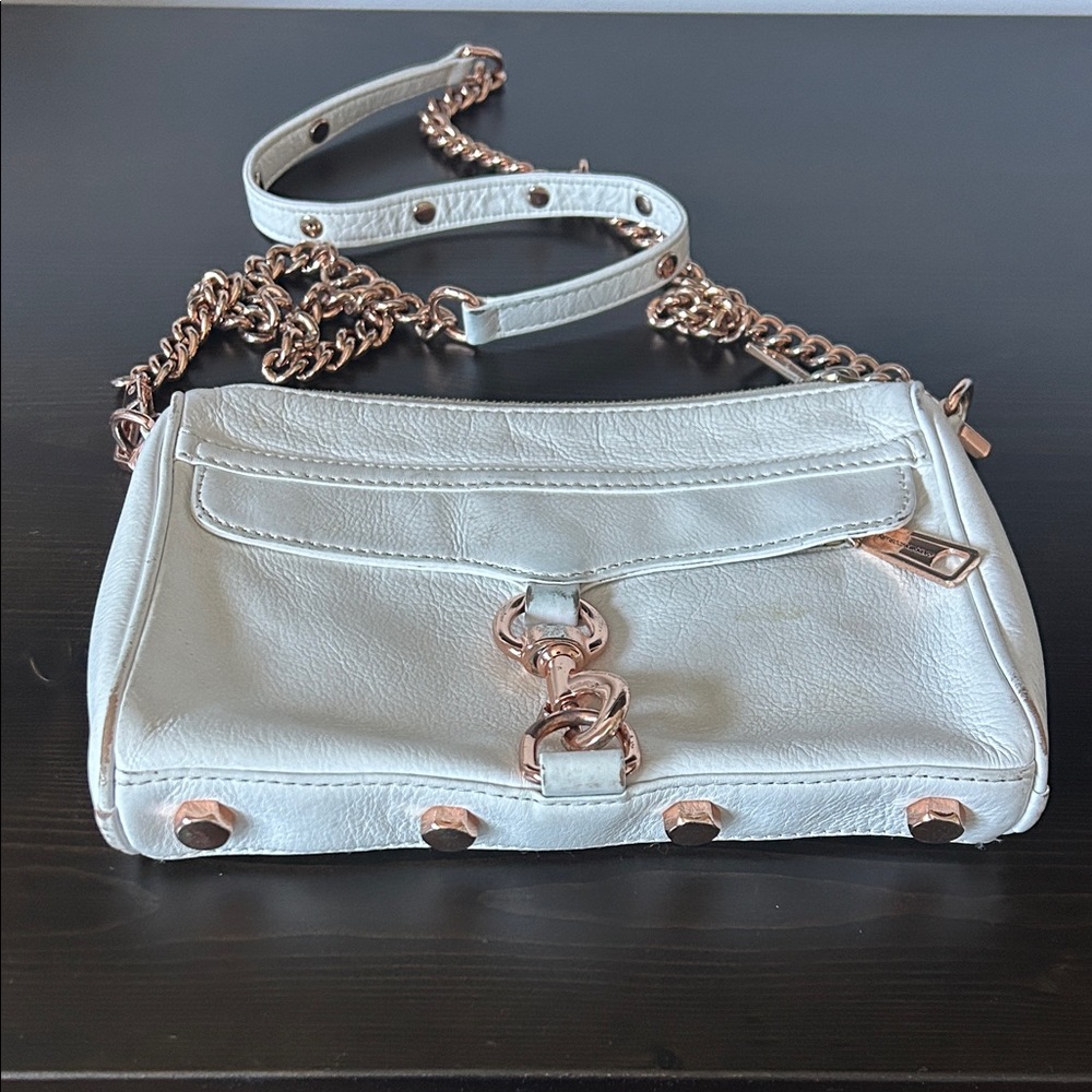 Rebecca Minkoff White Leather Crossbody Chain Bag